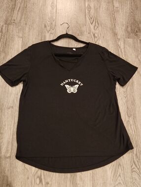 Nantucket Butterfly Short Sleeve Tee - Black- Large